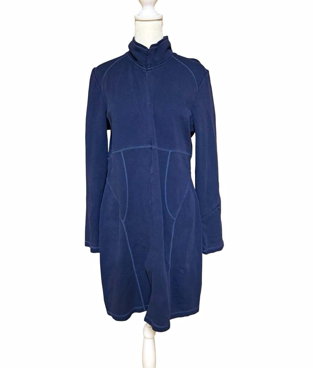 Athleta Women’s L Navy Quarter Zip Sweatshirt Dress Tunic Long Sleeve Pockets
